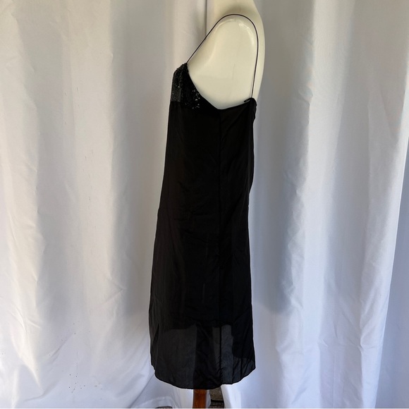 Dereck Lam black sequin lightweight silk slip dress nighty lingerie Italy size 6 - Picture 6 of 16